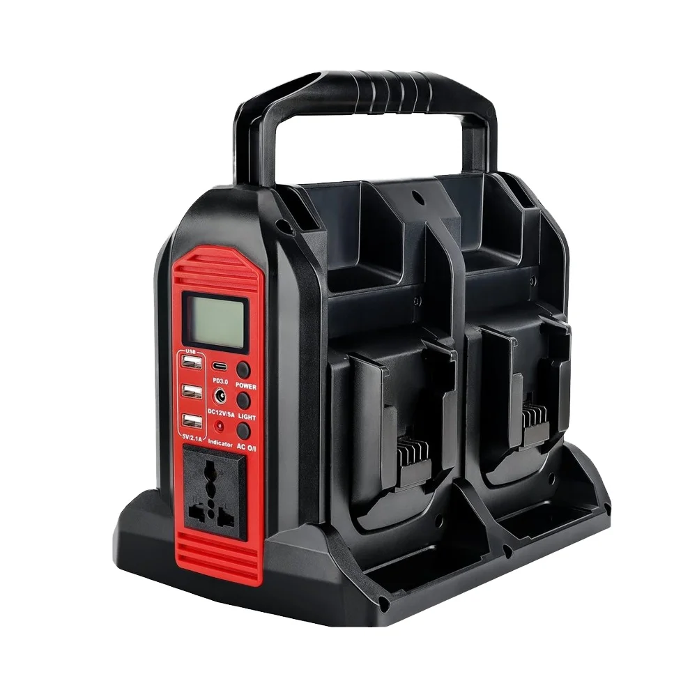 300W Portable 4-Port DC/AC Output Power Inverter for Lithium Batteries, 110V/220V, with Overvoltage Protection, Plastic Material