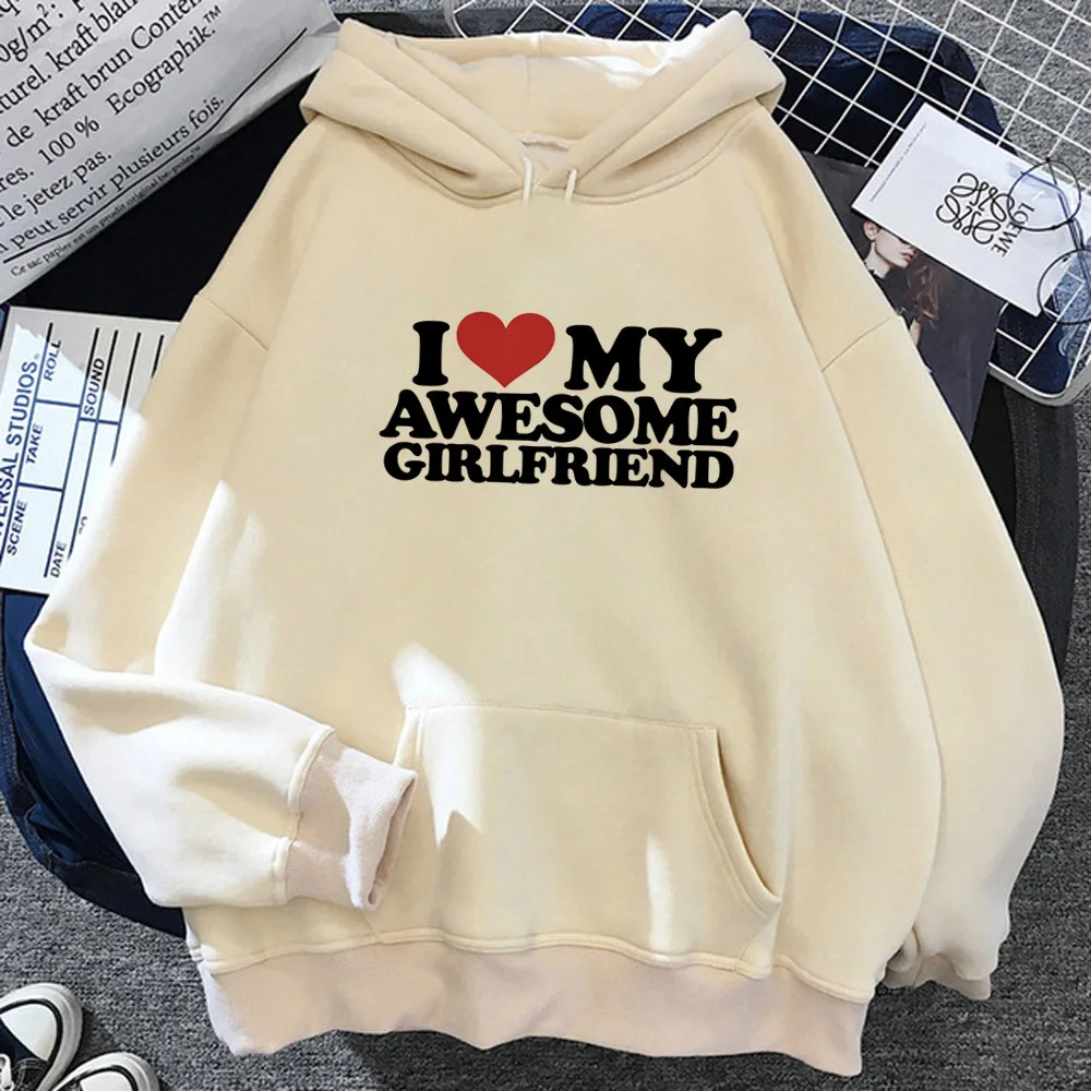 i Love My Boyfriend Girlfriend Me hoodie clothes for teens manga soft fabric Japanese pullover hoddie elegant patterned