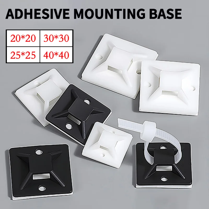 

250/500/1000PCS Strong Adhesive Cable Tie Bases, Self-Adhesive Wire Holder Mount Clips for Home, Office, Easy Installation