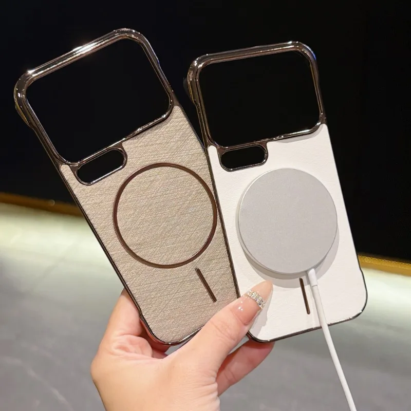 Magnetic Case For Xiaomi 18 17 Pro Max Plating Bezel-less Gold Thread Texture Cover For Mi 18 Pro Shockproof For Magsafe Funda