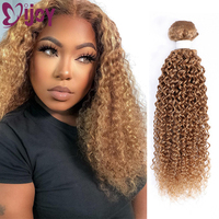 Kinky Curly Hair Bundles Brazilian Human Hair Weave Bundles Honey Blonde 1/3 Bundles Non-Remy Curly Human Hair Extensions IJOY