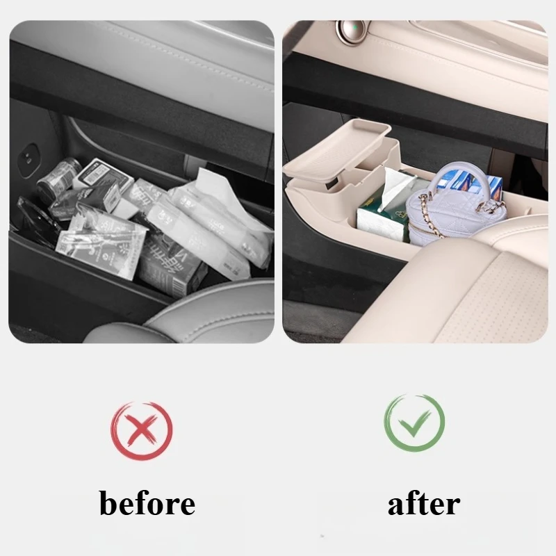 Central Control Storage Box For NIO ES6 EC6 ET5T 2023-2025 Silicone Double-layer Storage Storage Box Car Decoration Accessories