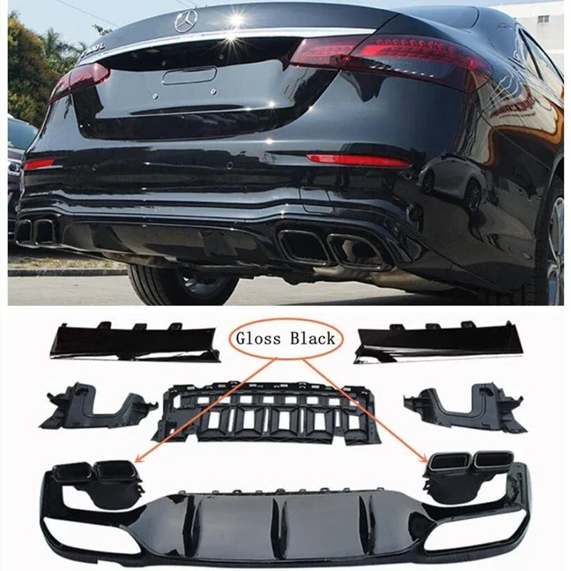 New！ For Mercedes Benz E Class W213 260 300 350 = E63S 2021 2022 2023 Rear Diffuser Bumper Lip Spoiler Tail Throat High Quality