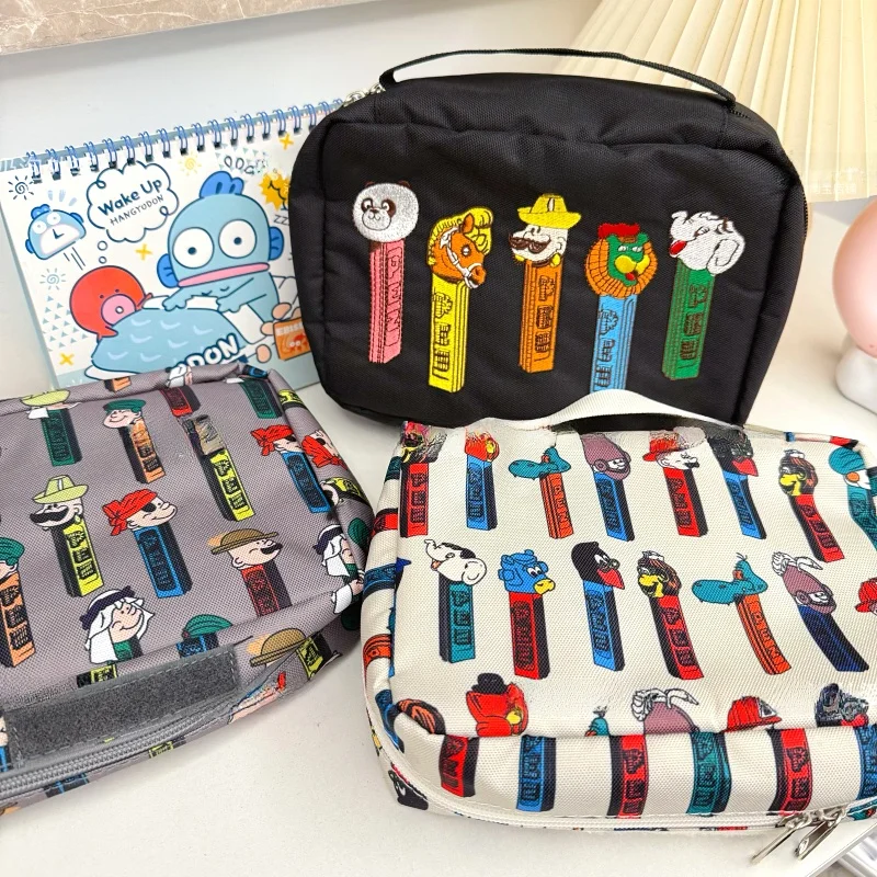 Bolsa de Maquillaje con Estampado de Dibujos Animados y Bordado, Bolsa de Aseo Portátil Cole, Bolsa de Cosméticos Multifu...