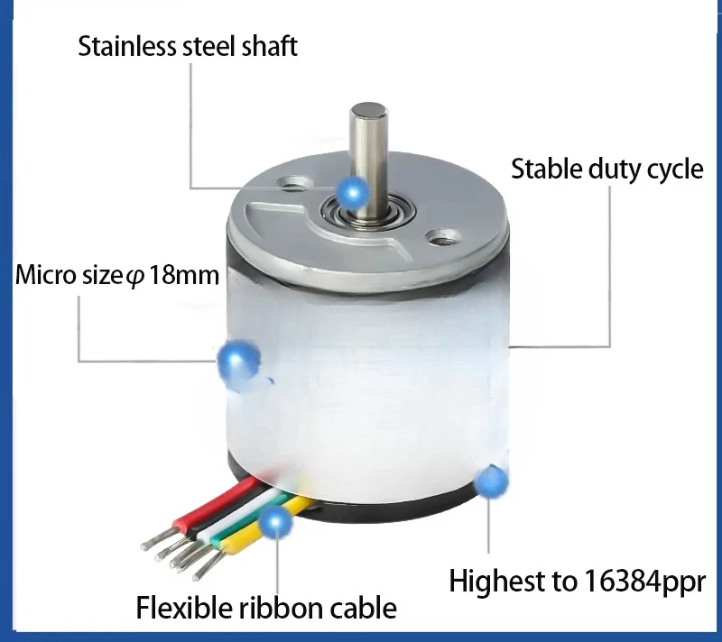 Miniature Incremental Rotary Encoder S18 Solid Shaft 2.5mm NPN TTL Optical 360 Resolution 360ppr IP50 DC5V-30V