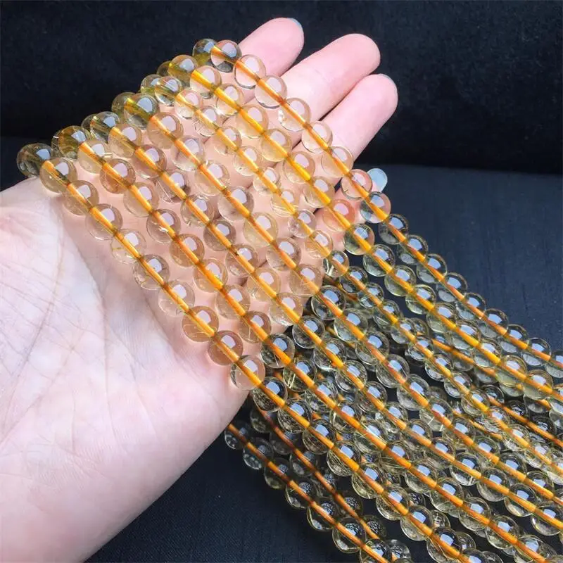 7.5MM Natural Golden Rutilated 108bead Bracelet Handmade Crystal Quartz Jewelry Stretch Bangle Children Birthday Gift 1pcs