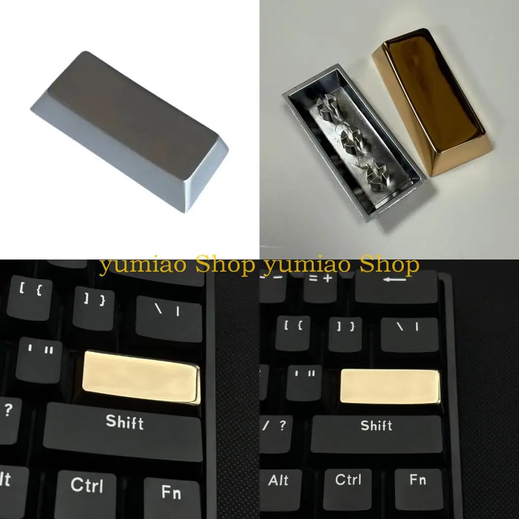 587B Original Height Zinc Alloy Enter Keycap Silver Gold Glossy for Mechanical Keyboards