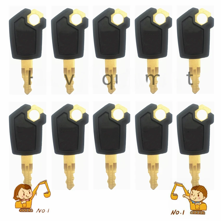 10 PCS iron Key For Caterpillar CAT Heavy Equipment Ignition Loader Excavator Dozer Metal & Plastic Black & Gold new