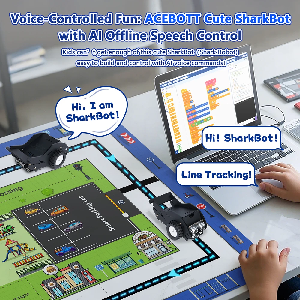 ACEBOTT SharkBot Smart Robot Car Kit met ESP32 voor Arduino STEAM Programmering Educatief speelgoed
