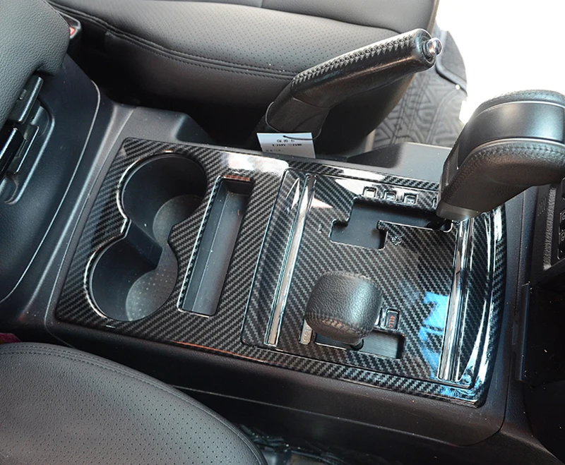 LHD!! For Mitsubishi Pajero V80 V93 V95 V97 V98 2007-2021 Carbon Style Gear Shift Box Cup Holder Panel Cover Trim Car Styling