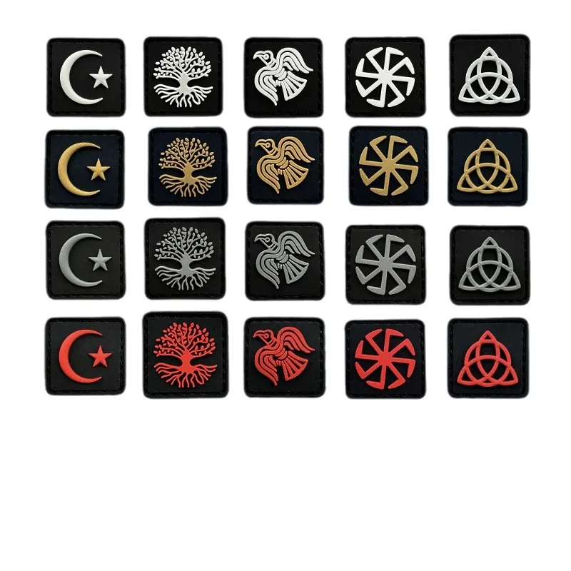 Celtic Symbols PVC Morale Badge for Tactical Backpack Viking Hook&loop Patches 3D Rubber Talisman Triquetra Emblem Islamic Sign