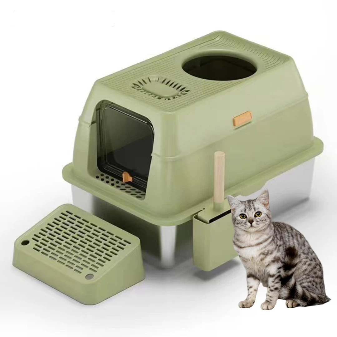 Stainless Steel Easy To Clean Large Anti-Splash, Anti-Leak And Anti-Splash Closed Litter Box