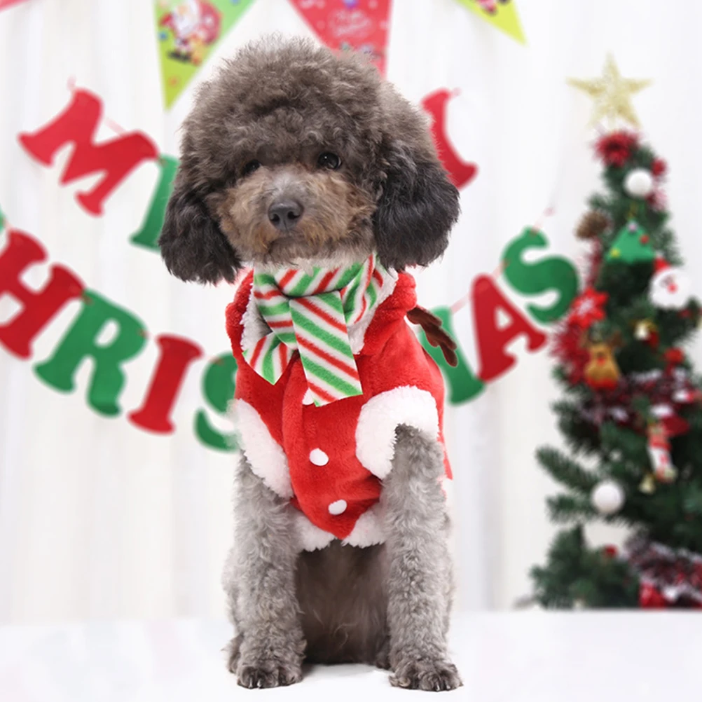 

1 set 1 Set Christmas Pet Costume For Dogs Puppy Party Outfit Xmas Dog Clothes Red Green Garment Cosplay Scarf Included