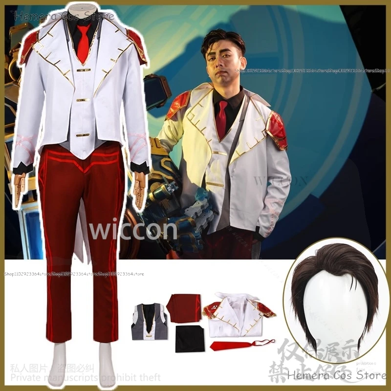 Silce-Manteau d'Uniforme de Cosplay Lol Arcane pour Homme et Femme, Perruque Trempée, Jeu d'Anime, ixd'Halloween et de Noël, Roleplay Personnalisé