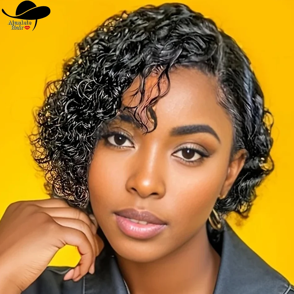 

Malaysian Hair Short Pixie Cut Curly 100% Human Hair Wigs 13x1 Lace Front Wigs for Women Natural Color Transparent HD Lace Wigs