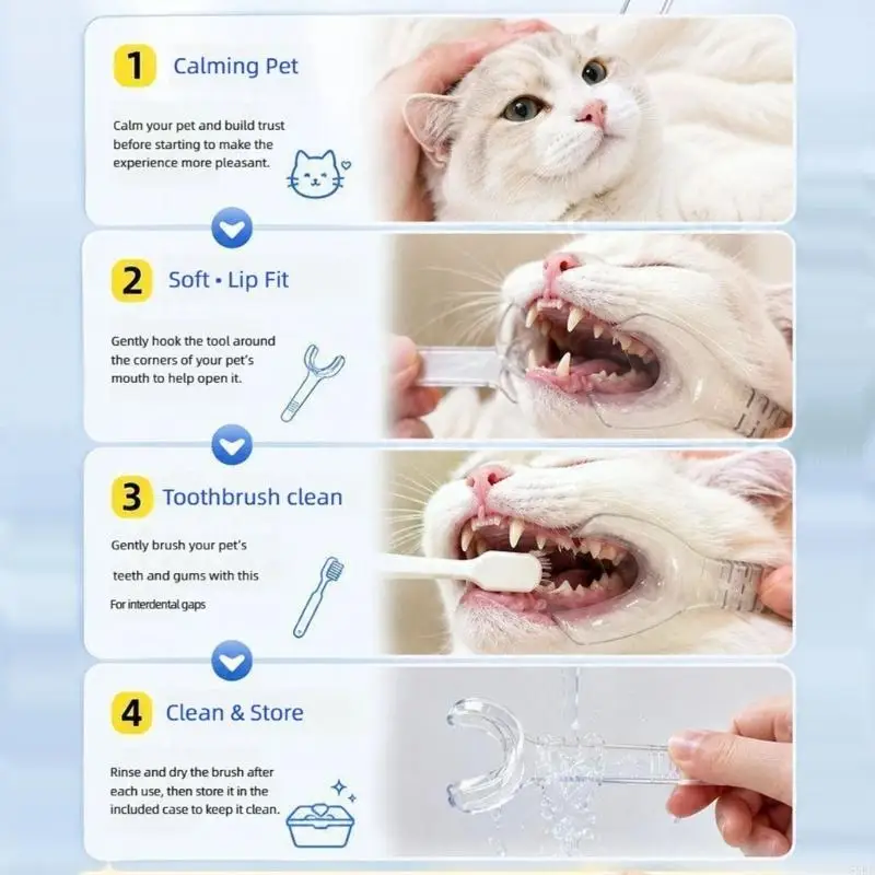 Dog Mouth Opener for Teeth Cleaning, Clear 6pack Aid with Rounded End and Ridged Handle for Routine Dental Care 55KF