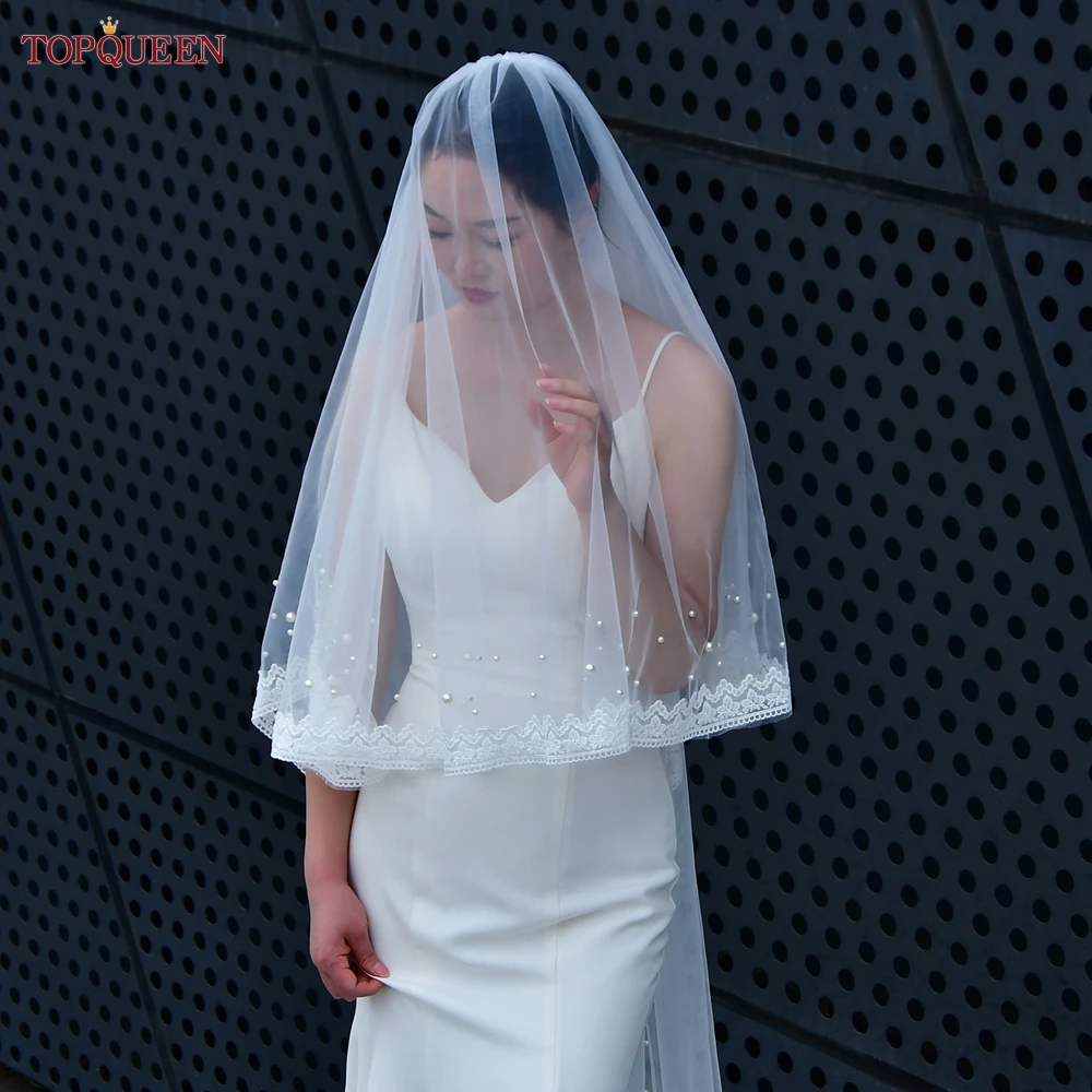 TOPQUEEN V164 Real Photos Wedding Veil 2 Layers Sequins Lace 3 Meters Cathedral Length Bridal Veil Blusher Veil Cover Face