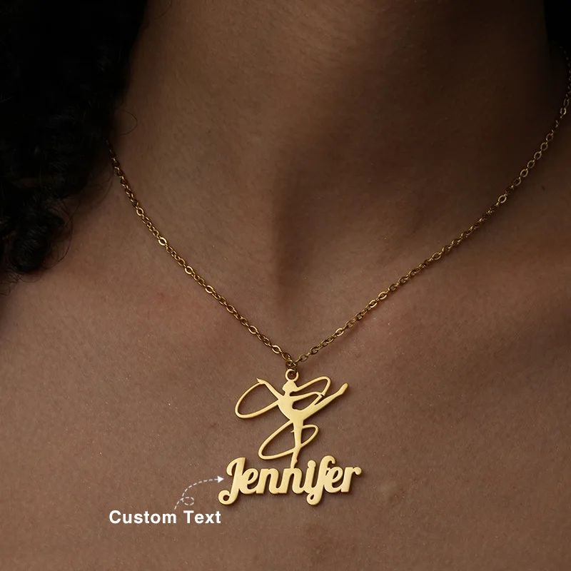 

Lateefah18K PVD Plated Stainless Steel Women's Dance Pattern Custom Cutting Name Pendant Necklace