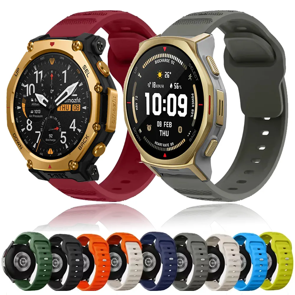Bracelet de sport en Silicone, 22mm 20mm, pour Amazfit Active Max/T-Rex3 Pro 48mm/Helio/Active 2, Samsung Galaxy 7 6 5 4 40mm 44mm