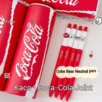 4pcs Kaco Coca-Cola Limited Edition Neutral Pens,Cute Bear bolígrafos gel 0.5mm Black, Quick-Drying, Smooth stationery supplies