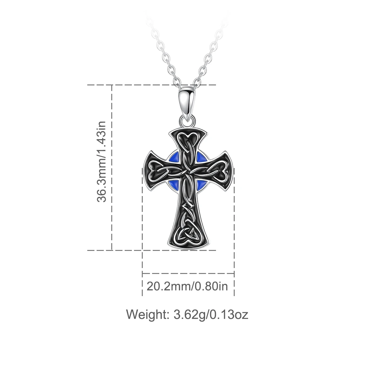 Eudora 925 Sterling Silver Celtic Cross Necklace Personality Black Enamel Pendant Punk Style Jewelry Party Gift For Men Women