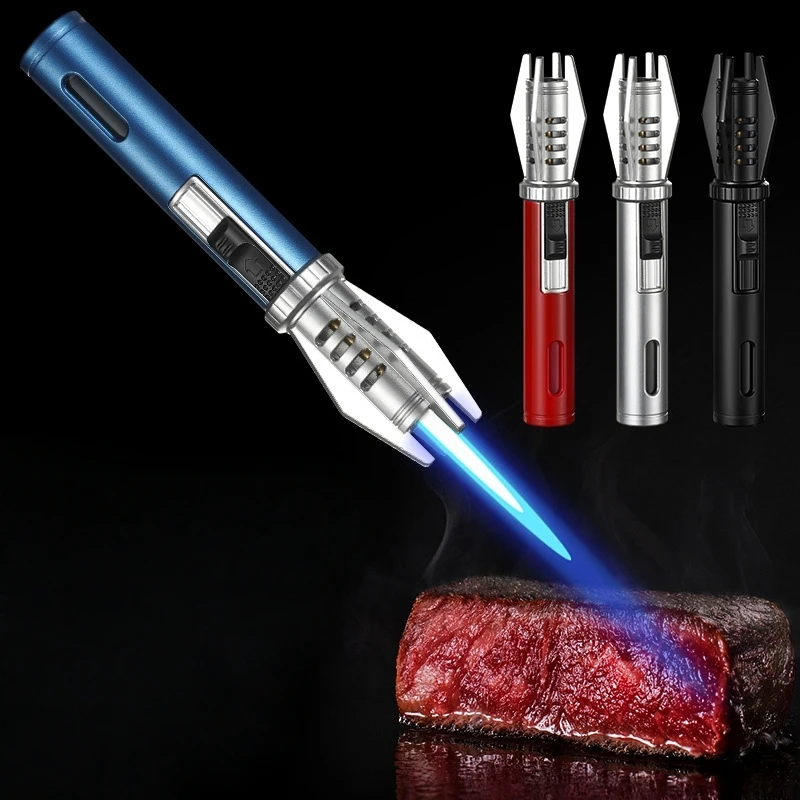 

Metal Outdoor Windproof Turbine Torch Spray Powerful Lighter Barbecue Welding Cigar Tool Butane Gas Lighter 360 ° Flamethrower
