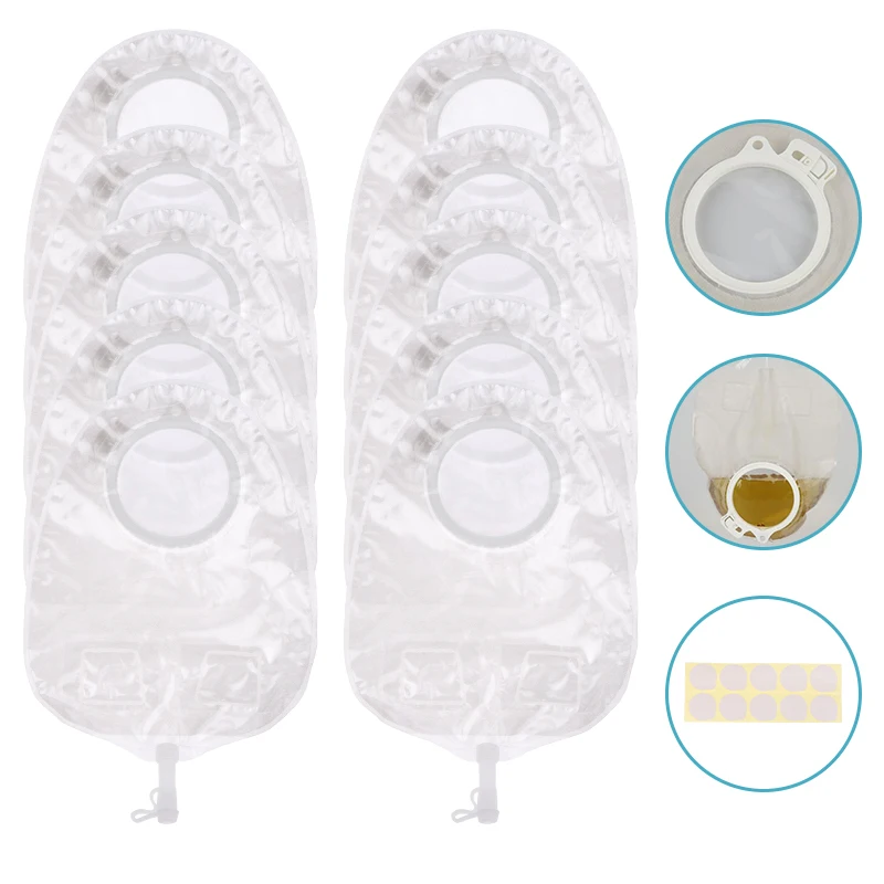 

10 шт., двухсекционные мешки для мочи без протечек, принадлежности для взрослых, мешок для колостомы, мешки для моростомы, одноразовый мешок для стомы, удобные принадлежности