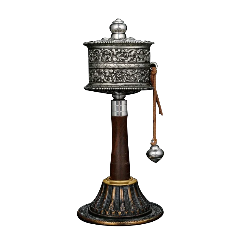 Bronze hand-turned prayer wheel Avalokitesvara heart mantra verse double-layer prayer wheel