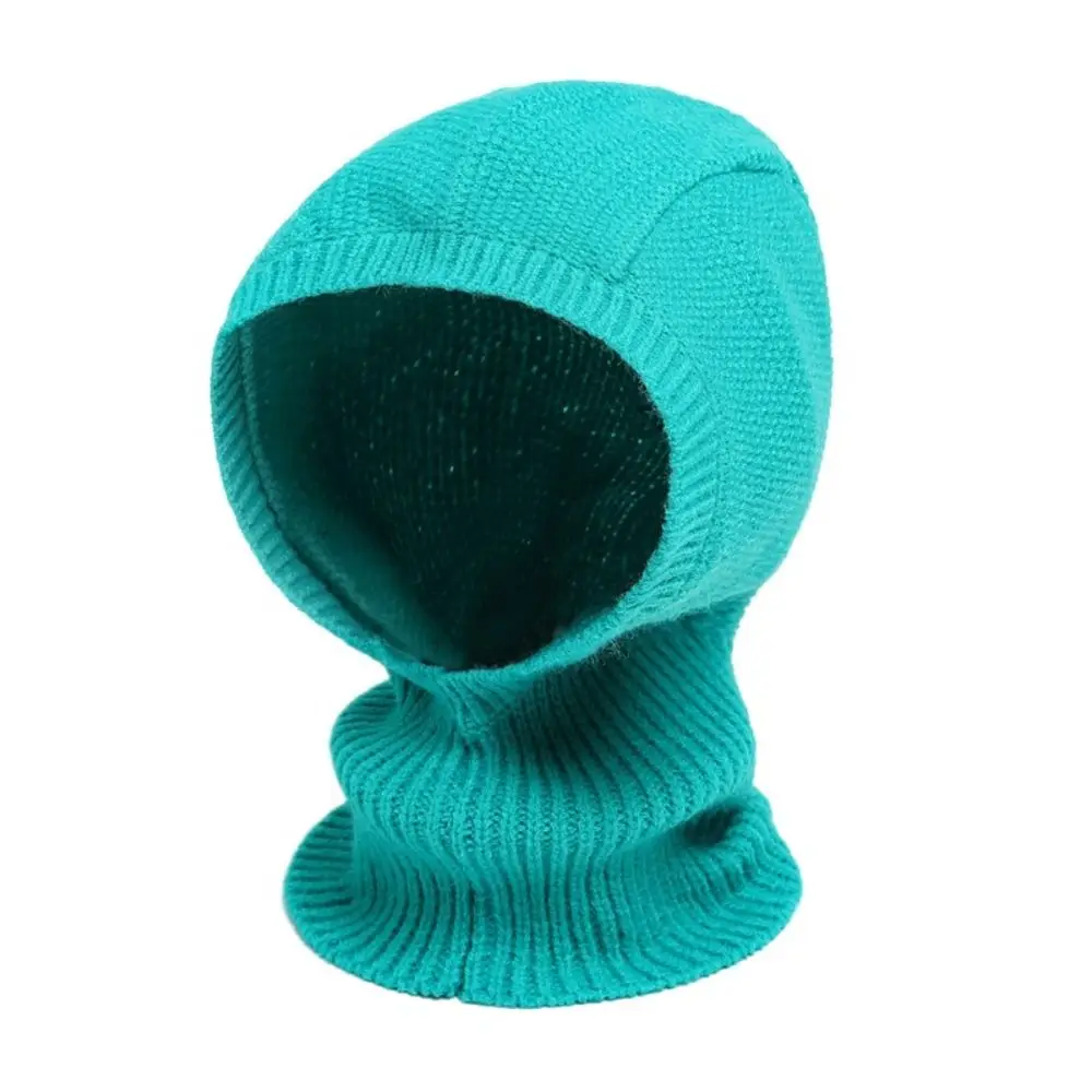 

Kawaii Windproof Balaclava Hat Solid Color Woolen Knitted Hooded Cap Neck Protector Pullover Neck Collar Beanies Cap Girl