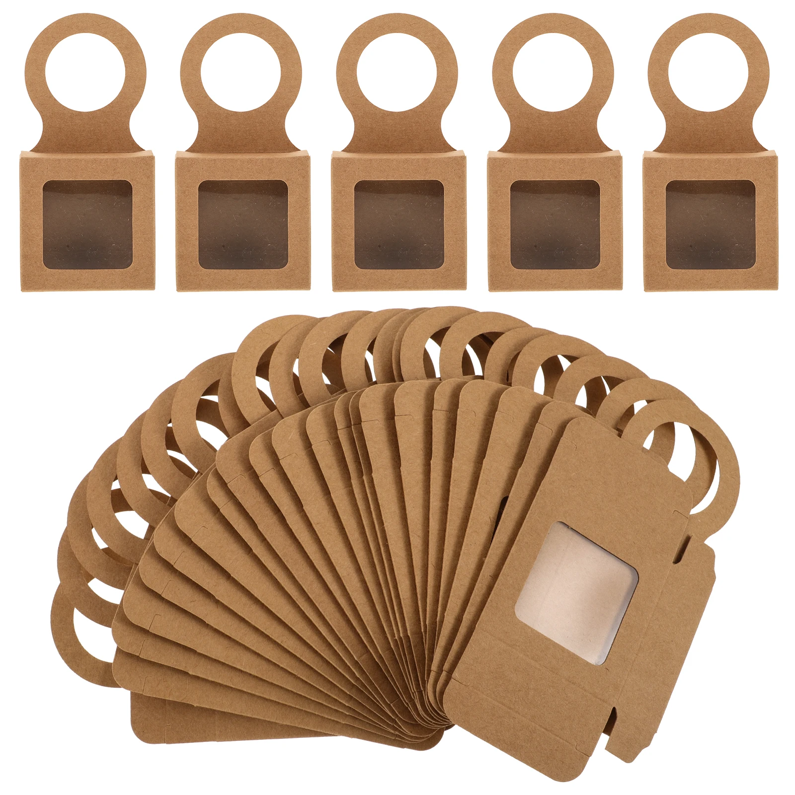 

25pcs Bottle Gift Box Kraft Cardboard Foldable Hanging Paper Boxes 6x6x2cm Storage Case Packaging SolutionReusable