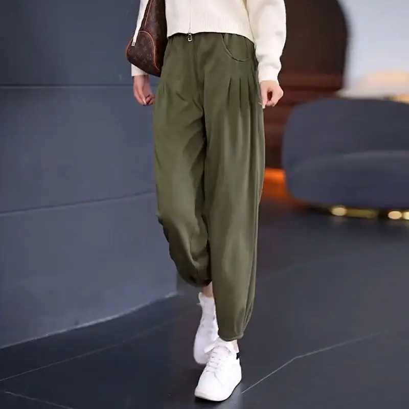 Women's Autumn and Winter Fashion Elegant High Waist Solid Halen Casual Versatile Western Comfortable Commuter Korean Y2K Pants