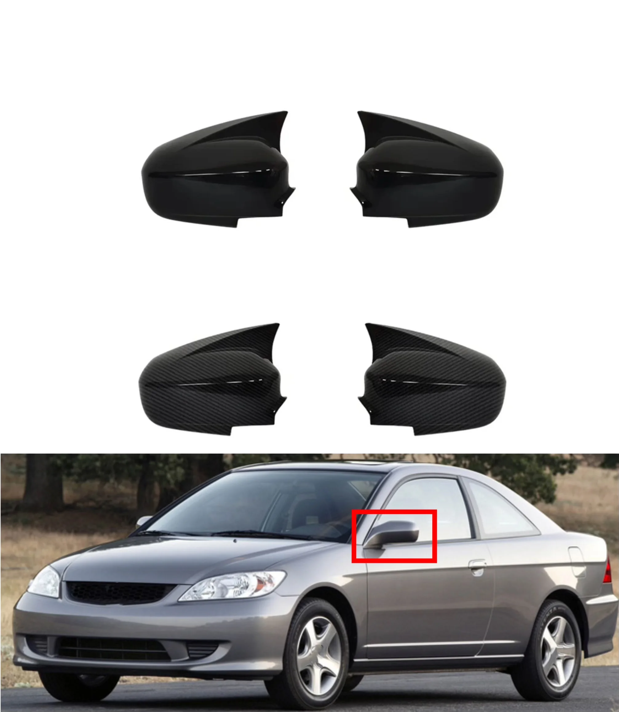 

Fit For Honda Civic 2002 2003 2004 2005 Car Side Rearview Mirror Cover Cap Mirror Shell Case Rear View Carbon