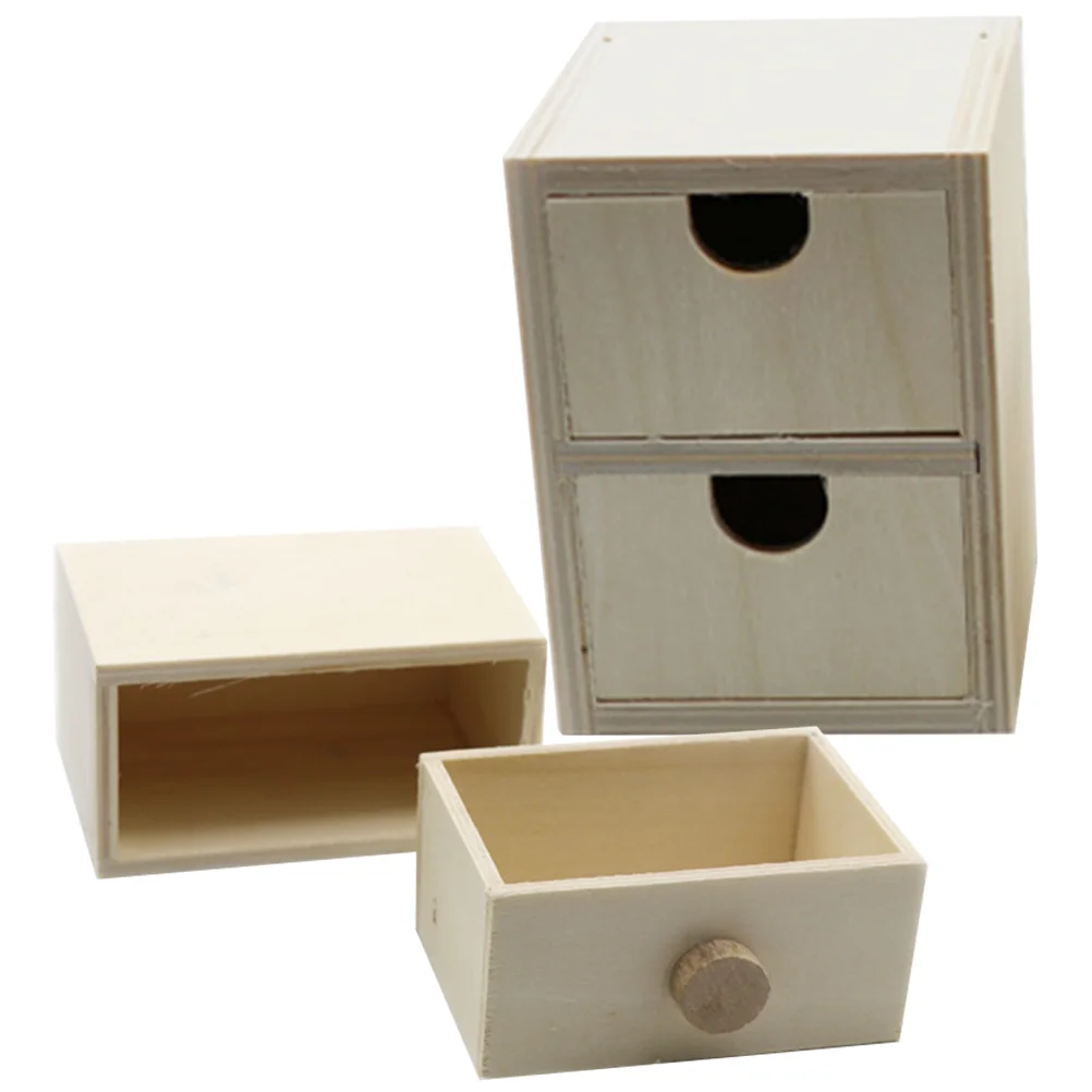 Cajones pequeños de madera sin pintar, cajones pequeños de madera en blanco, cajones pequeños DIY, cajón pequeño en blanco, 2 uds.