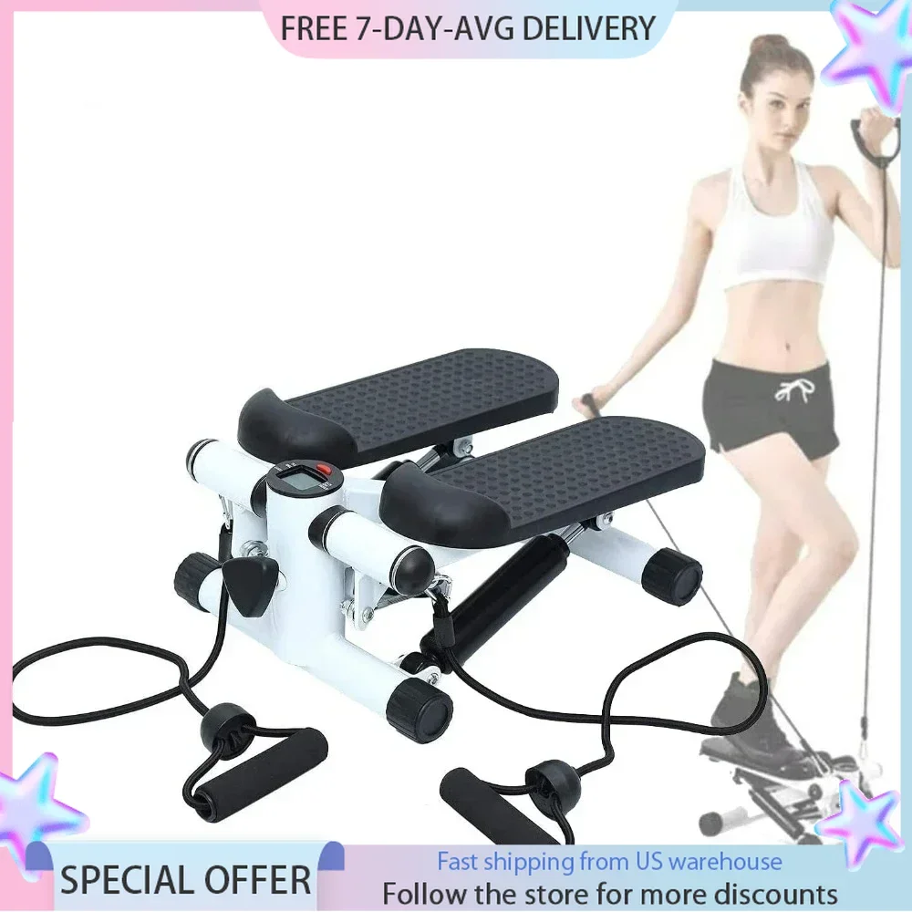 Stair Stepper with Resistance Bands, Waist Fitness Twister Step Machine for Full Body, Portable Stair Climber Exercise Machine