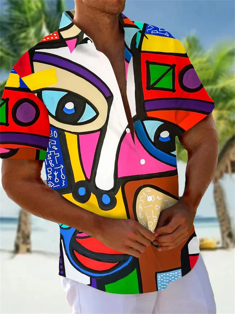 Fashionable men's casual lapel shirt men's portrait high-definition printed soft 2025 spring/summer new item