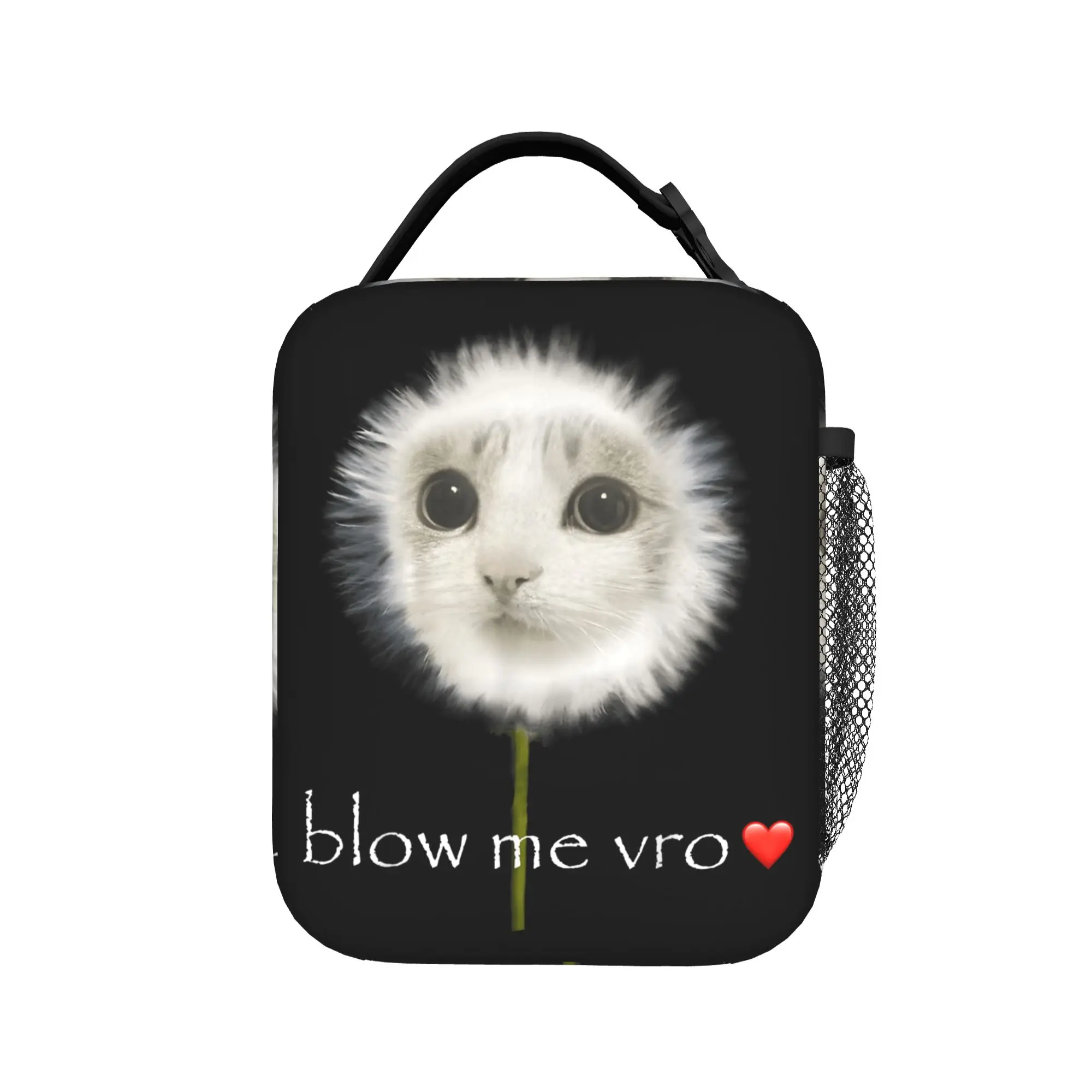 Blow Me Dandelion Meowl Cat Owl Meme Thermal Insulated Lunch Bag  Portable Food Bag Container Cooler Thermal Lunch Boxes