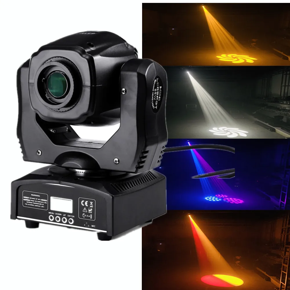 led moving head light com controlador dmx gobo rotacao padrao foco manual projetor dj disco iluminacao de palco 75w 01