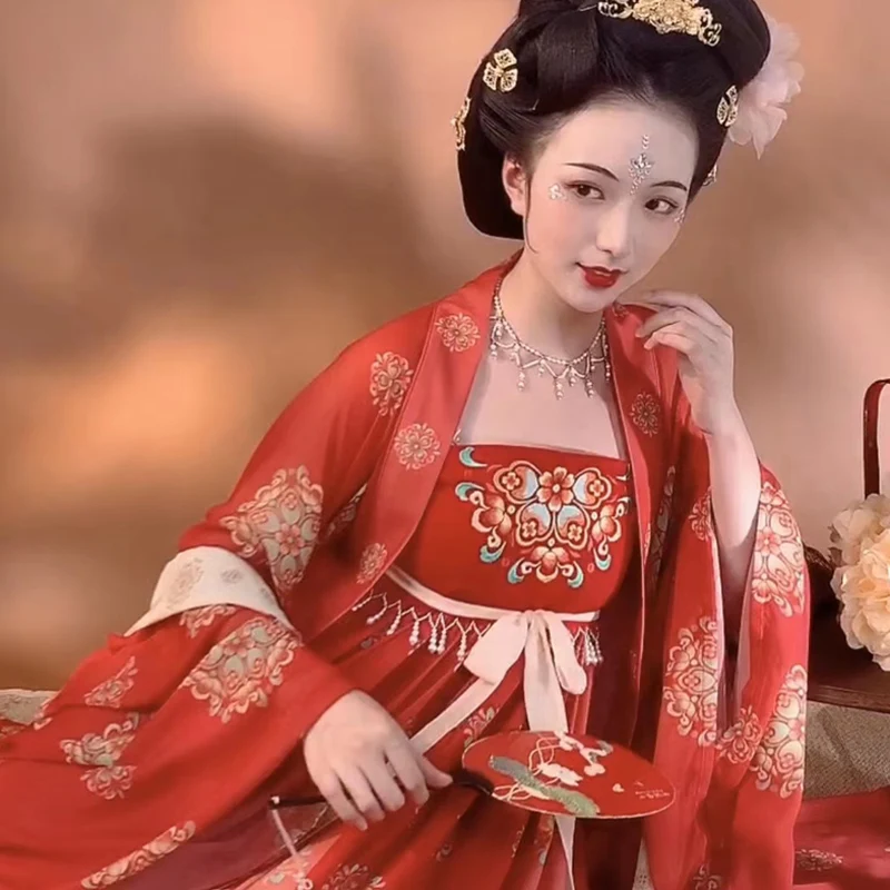 Roupa tradicional chinesa para mulher, estilo Tang, bordada, saia rainha princesa, original, verão