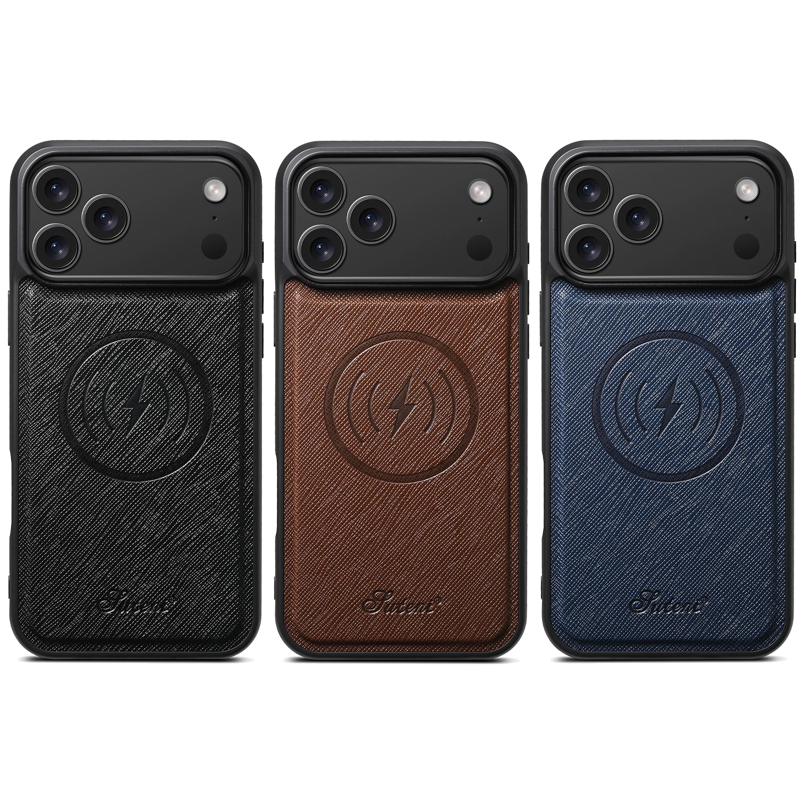 SUTENI Wireless Charging Phone Case  Matte Texture Luxury Faux Leather Magnet For iPhone 17 Pro Max 16 Plus 15 14 13 12 view 6