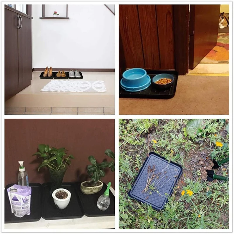 Nuevo Bandeja para botas de 3 uds, bandejas para alfombrillas para zapatos de alta resistencia, bandeja de almacenamiento, cuenco para perros o tapetes para gatos, trampa de barro para proteger el suelo, 13,7x10,8 pulgadas