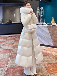 Luxury Black 90 White duck down Snow Jacket Women's 2025 Winter New Loose Hooded Down Coats Thicken Female Parkas Overcoat