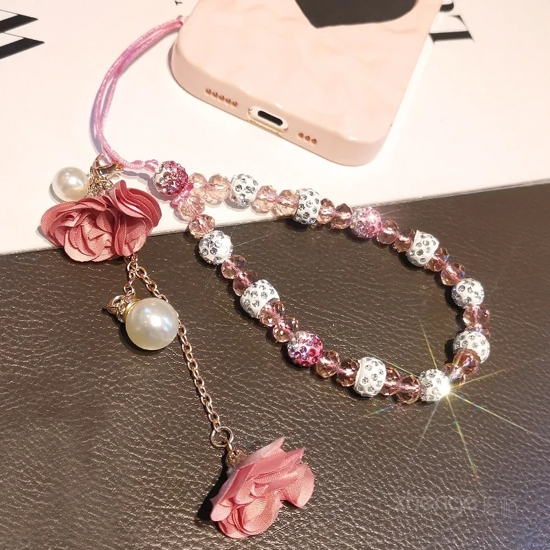 

Модные подвески в виде цветов, ремешки с кристаллами, милые брелки для телефона, подвески, брелок, ремешки для мобильного телефона