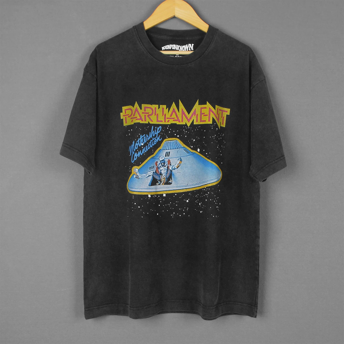 Camiseta Parliament Mothership Connection George Clinton Funkadelic Herbie Hancock, Camiseta Masculina Lavada de Manga Curta