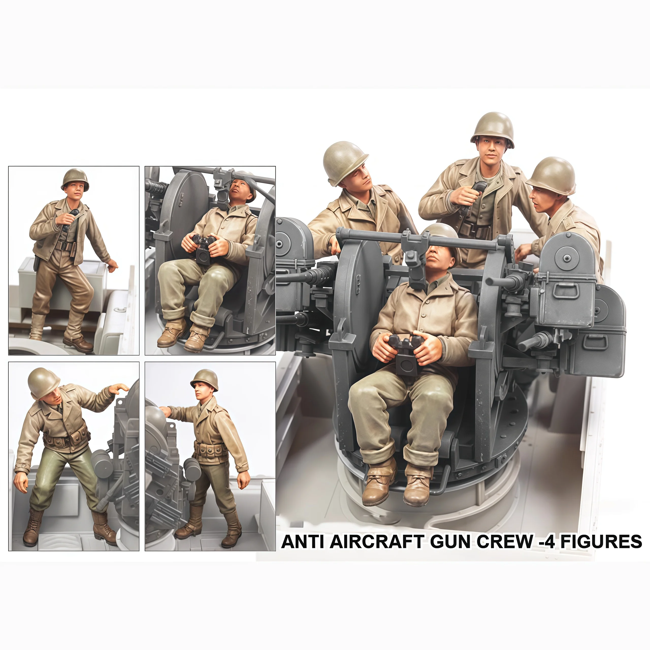1/35 Casting Resin Model Kit, Air Defense Force 4 People, Gk, Uncolored Model Kit