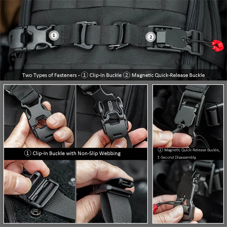 Outdoor Multifunction Adjustable Tactical Binding Fastening Strap Magnetic Buckle Quick-release Fixed Bundling Backpack Strap
