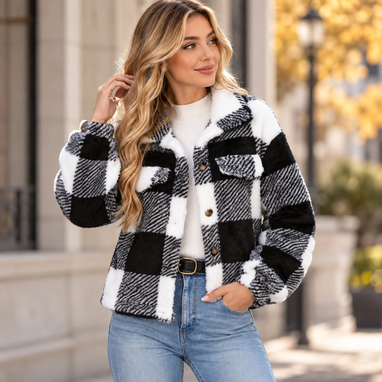 Button Long Sleeve Coat Regular Fit Elegant Commuting Women Winter Jacket with Single Breasted Multi Button Casual Coats