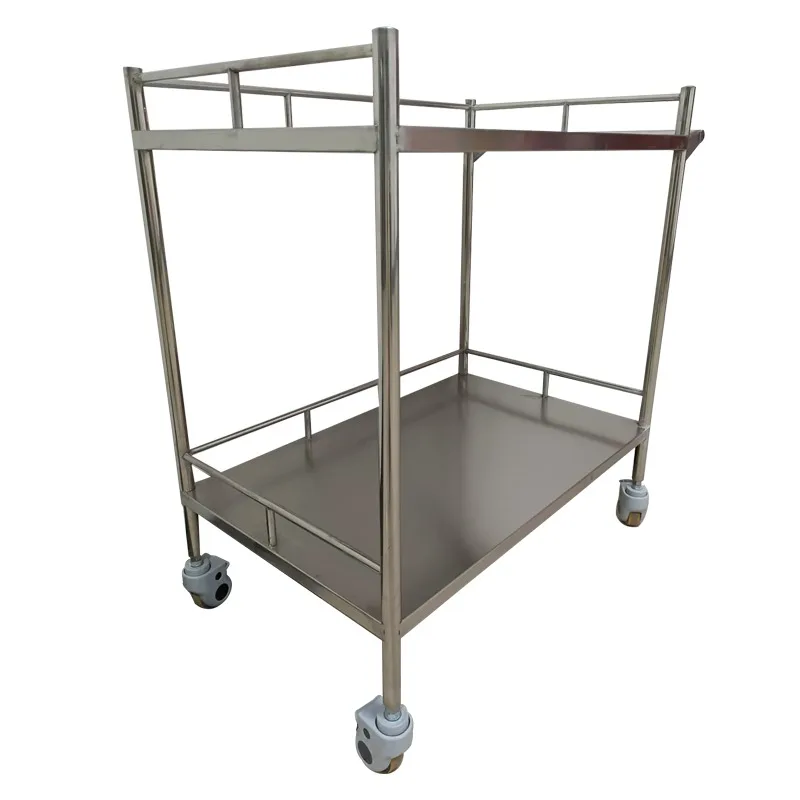Chariot d'infirmière de meubles d'hôpital d'acier inoxydable 304 avec des roues pour le transfert de médicaments aux hôpitaux