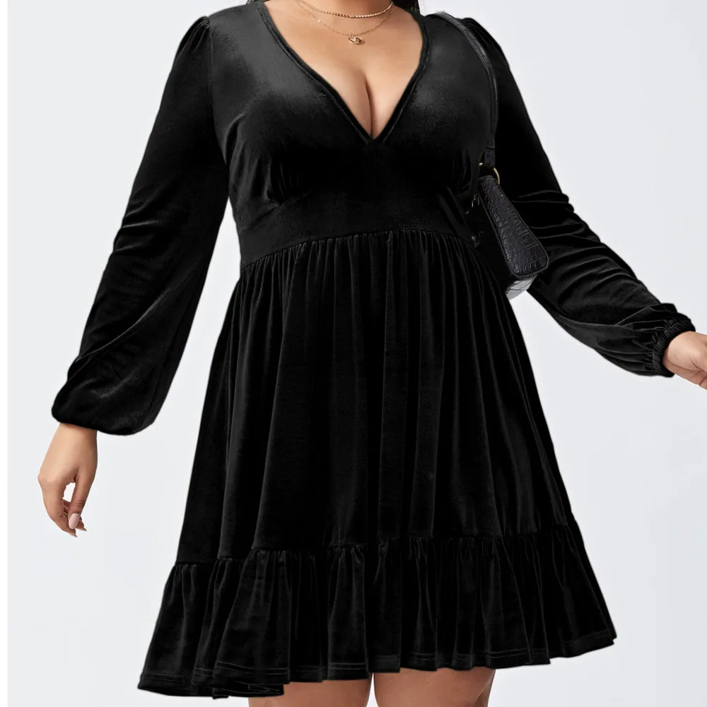 Plus Size Large Women\'s Dress Women\'s 2023 New Sexy Waist Wrapped Velvet Dress Party Dress Fashion Elegant Female Clothes