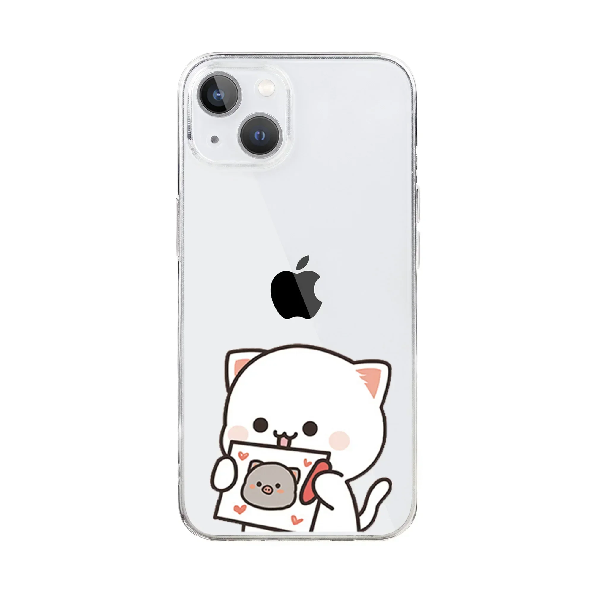 Funny Cat Couple Paired Phone Case for iPhone 16 15 13 12 14 11 Pro Max Mini XR XS 7 8 Plus SE Cartoon Animal Clear Cover Coques