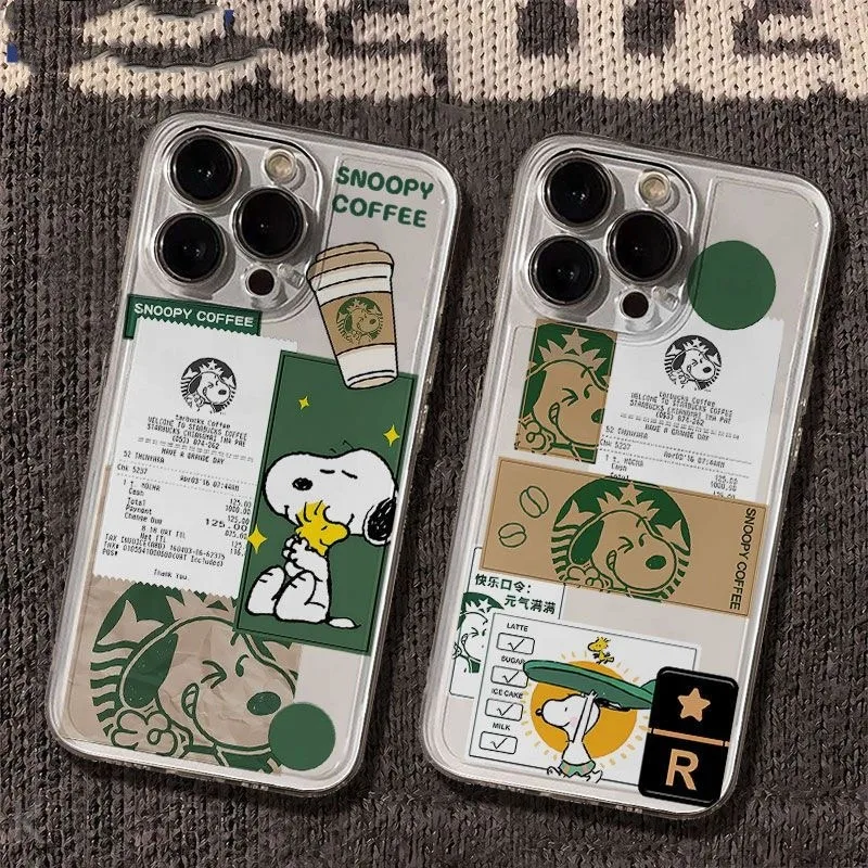 Capa de telefone para bonito dos desenhos animados s-noopysa café iphone 17 16e 16 15 14 13 12 11 mini air pro max x xr xsmax 7 8 plus capa traseira